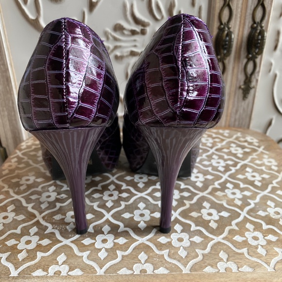 GUC, Qupid Faux Croc Open-Toed Pumps in Purple, Size 8 - Picture 3 of 11